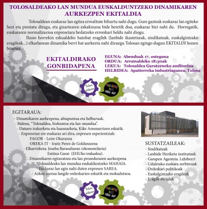 Tolosaldeko lan mundua euskalduntzeko dinamikaren aurkezpena