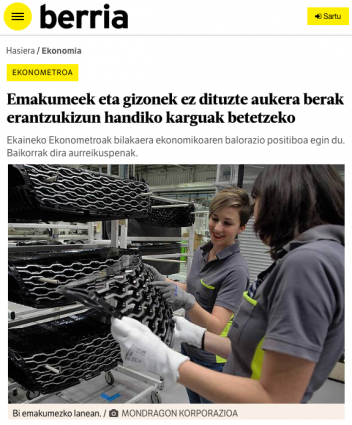 Emakumeek eta gizonek ez dituzte aukera berak erantzukizun handiko karguak betetzeko
